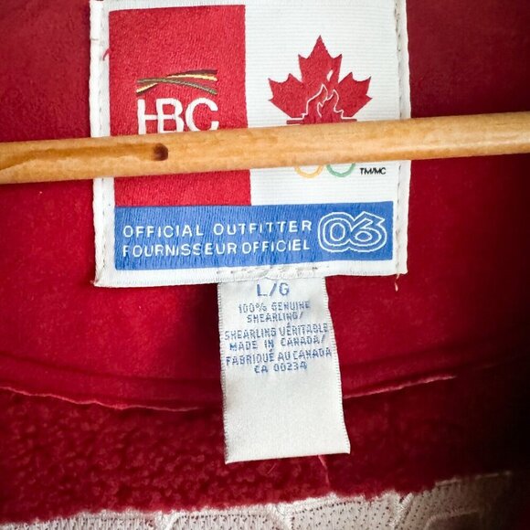 Hudson Bay Company Torino Olympic 2006 Sheepskin Lined Suede Hooded  Bomber L - Picture 2 of 12